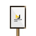 Montour Line Sign Frame Floor Standing 11x14V Satin Brass PLEASE WAIT NEXT CASHIER FSE200-1114-V-SB-PLSWAITCASH